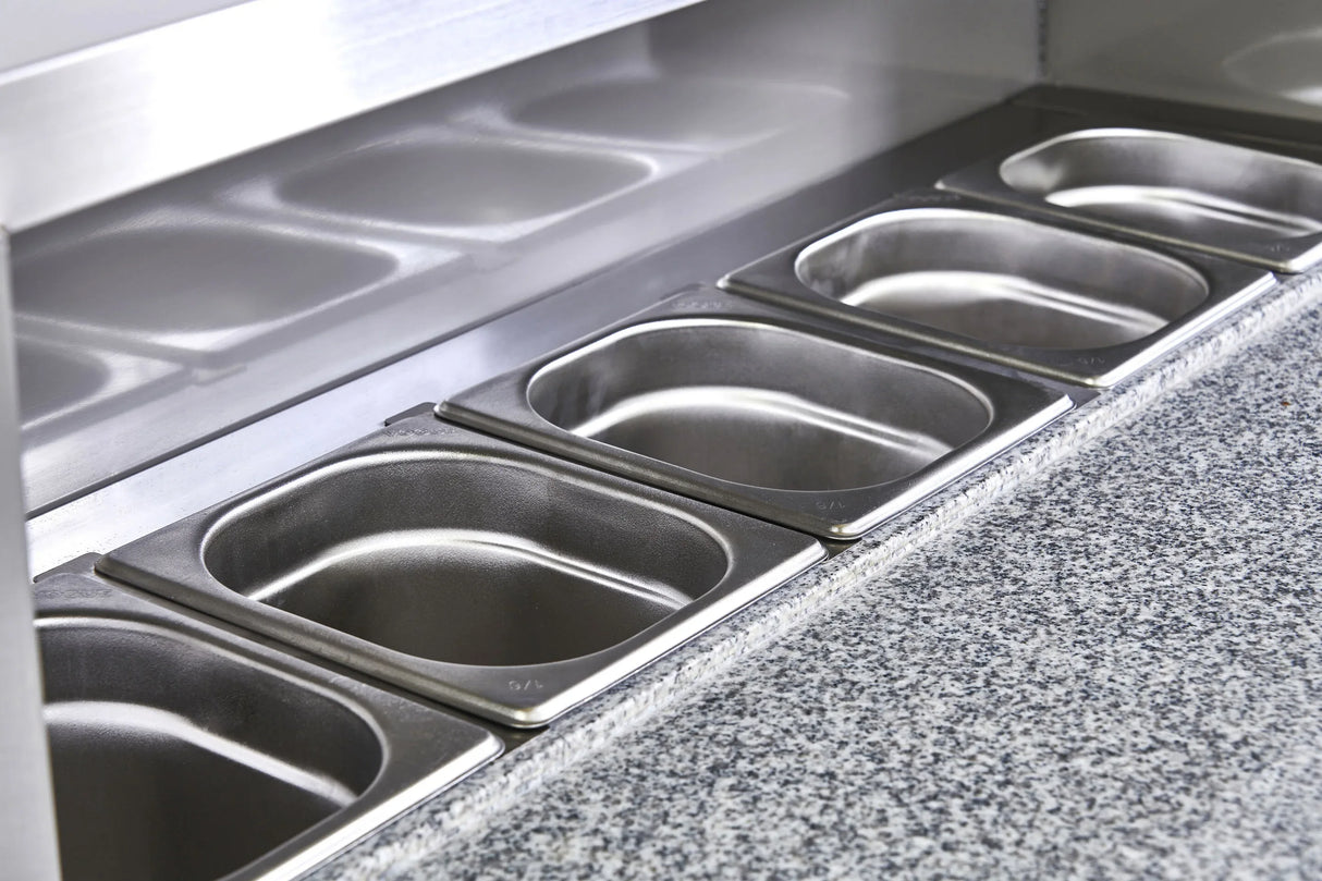 Sterling Pro Cobus SPU902PZ 2 Door Pizza Counter Granite Top 5 x GN1/6 240 Litres - JD Catering Equipment Solutions Ltd