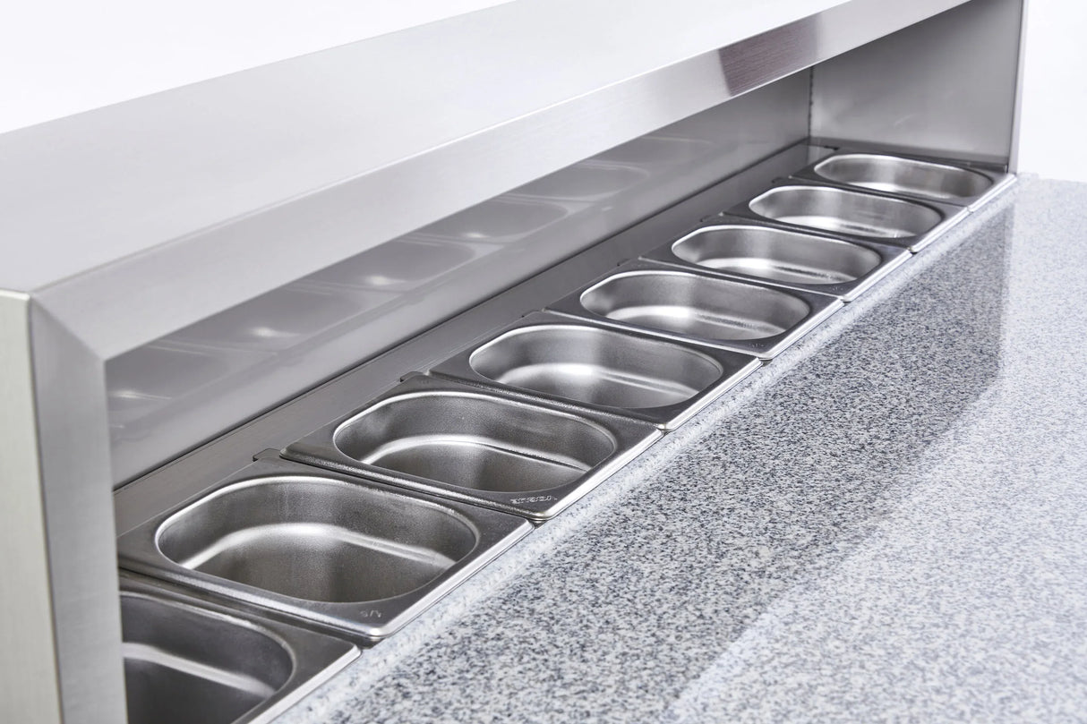 Sterling Pro Cobus SPU903PZ 3 Door Pizza Counter Granite Top 8 x GN1/6 402 Litres