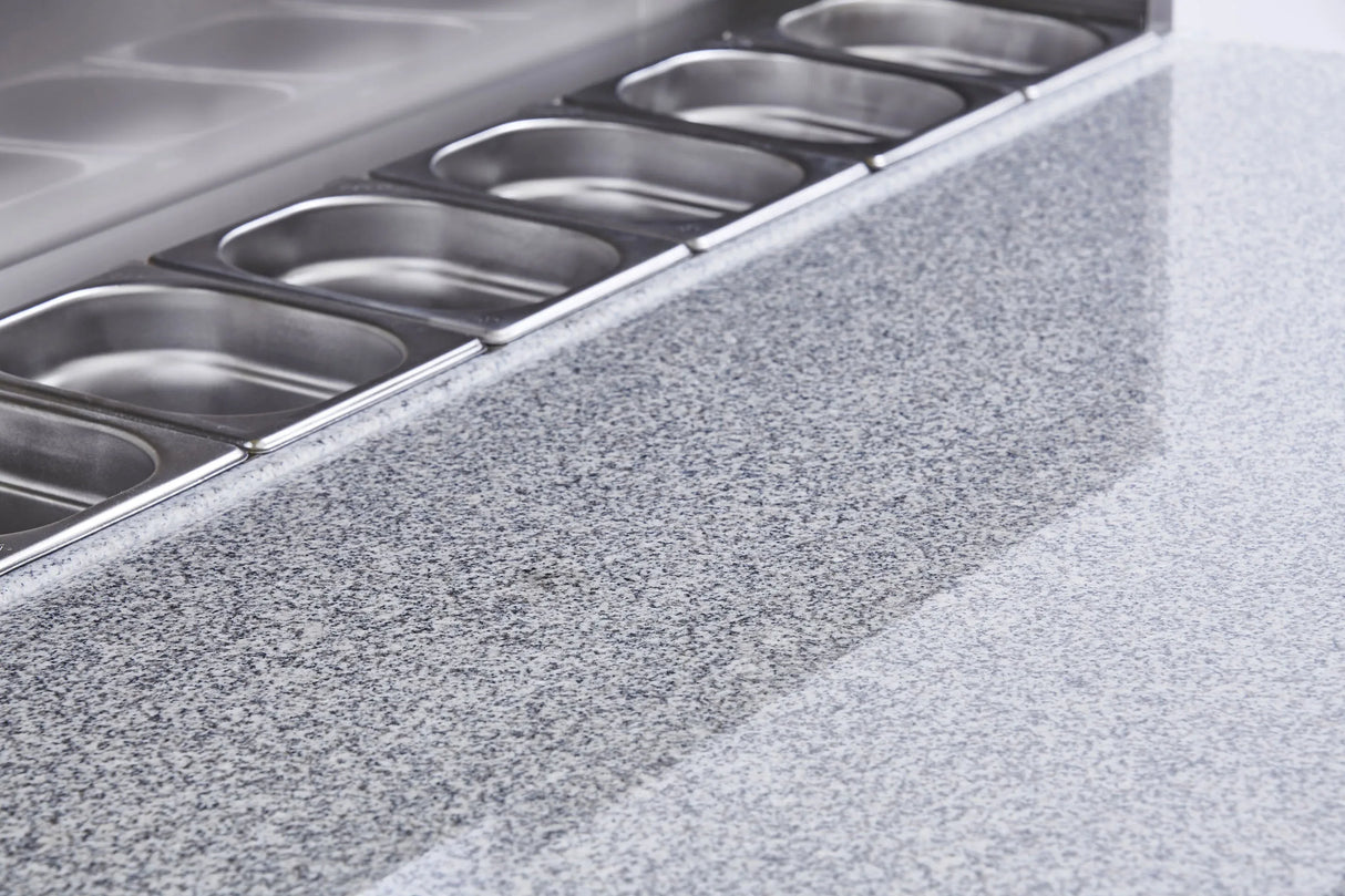 Sterling Pro Cobus SPU903PZ 3 Door Pizza Counter Granite Top 8 x GN1/6 402 Litres