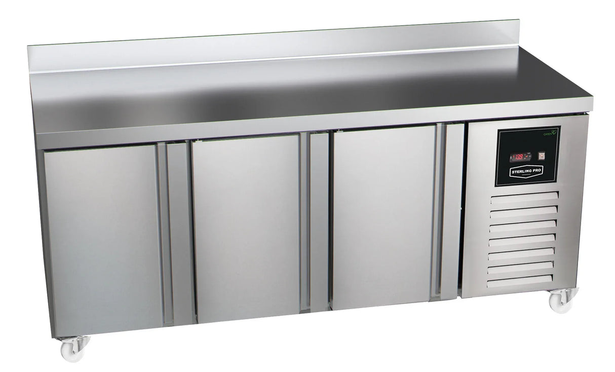 Sterling Pro Green SNI-7-180-30-SB 3 Door Counter Freezer with 100mm Splashback 452 Litres