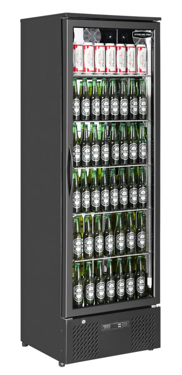 Sterling Pro Green SP110-BK Single Door Black Upright Bottle Cooler 293 Litres
