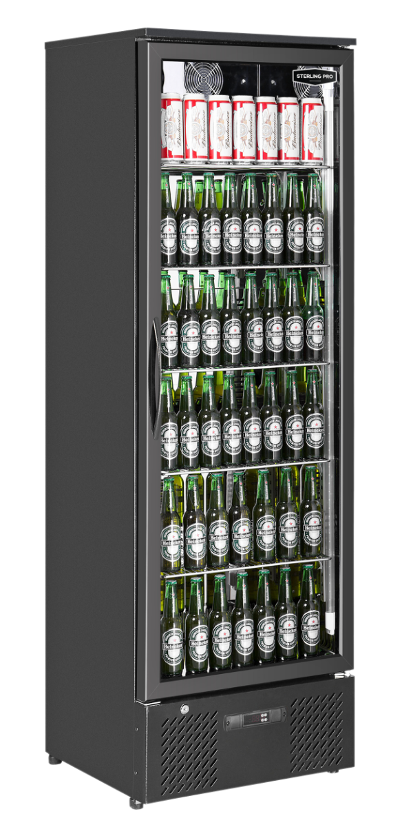 Sterling Pro Green SP110-BK Single Door Black Upright Bottle Cooler  293 Litres