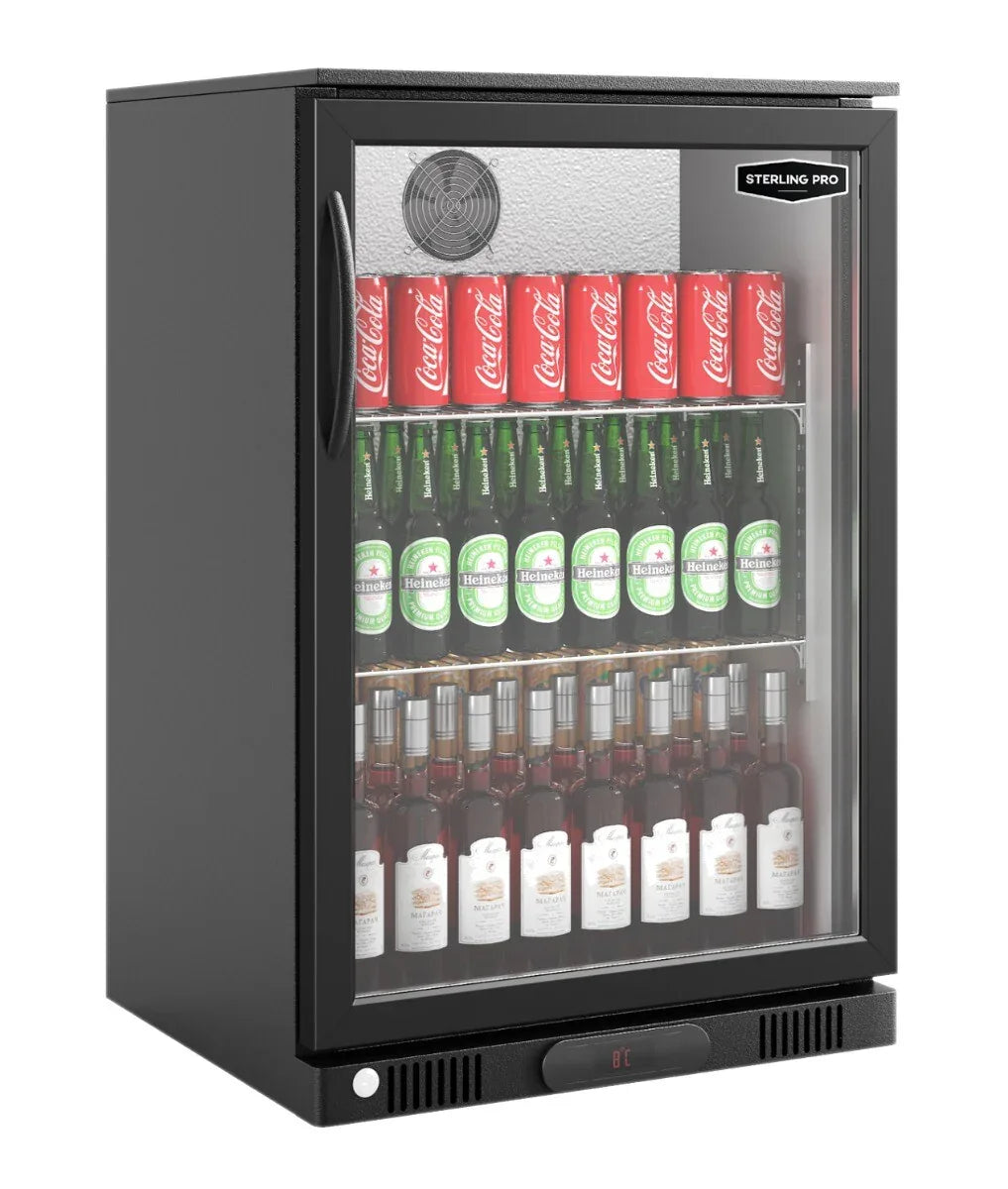 Sterling Pro Green SP1HC-BK Hinged Single Door Bottle Cooler 106 x 330ml Bottles