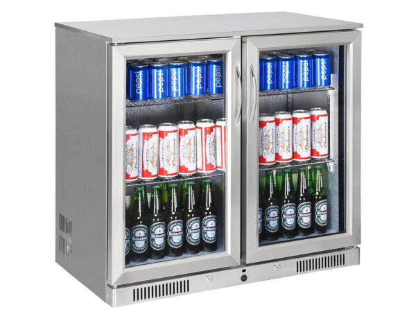 Sterling Pro Green SP2HC-STS Double Door Stainless Steel Bottle Cooler  180 x 330ml Bottles 2 Year Parts & Labour