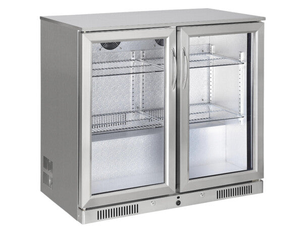 Sterling Pro Green SP2HC-STS Double Door Stainless Steel Bottle Cooler  180 x 330ml Bottles 2 Year Parts & Labour