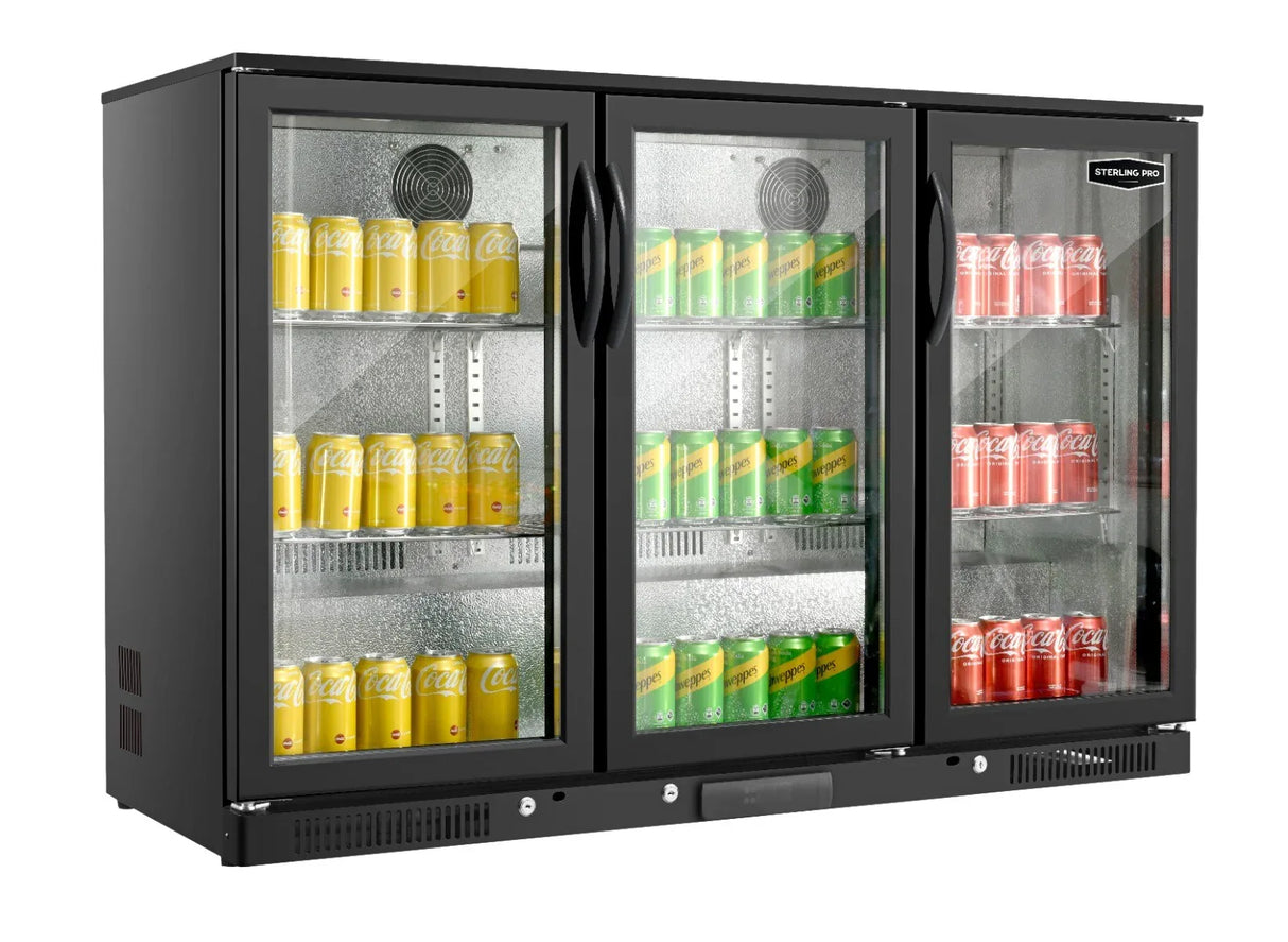 Sterling Pro Green SP3HC-BH Hinged Triple Door Bottle Cooler 274 x 330ml Bottles