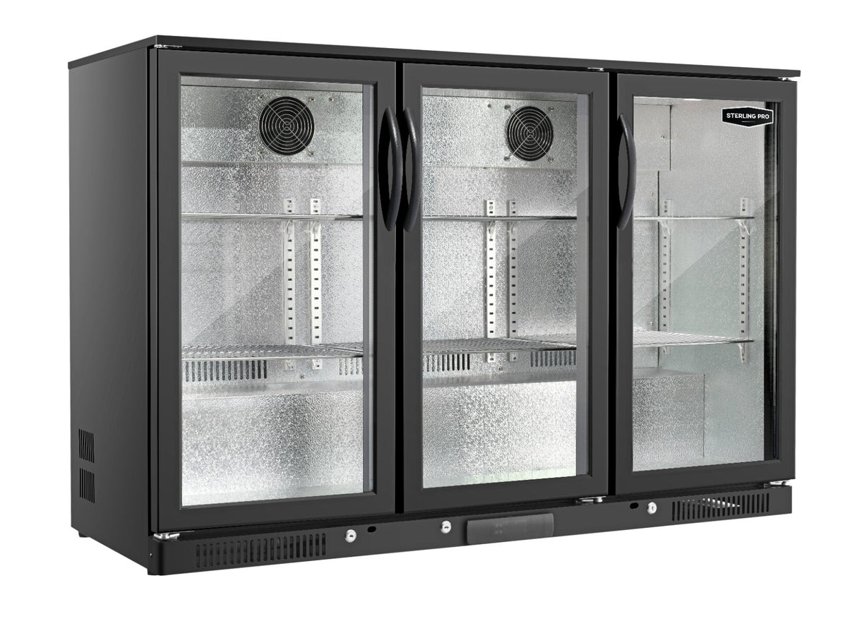 Sterling Pro Green SP3HC-BH Hinged Triple Door Bottle Cooler 274 x 330ml Bottles