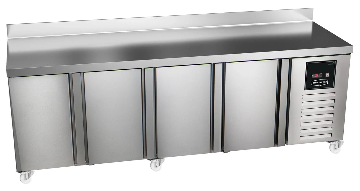 Sterling Pro Green SPI-7-225-40-SB 4 Door Counter Fridge with 100mm Splashback 615 Litres 2 Years Parts & Labour