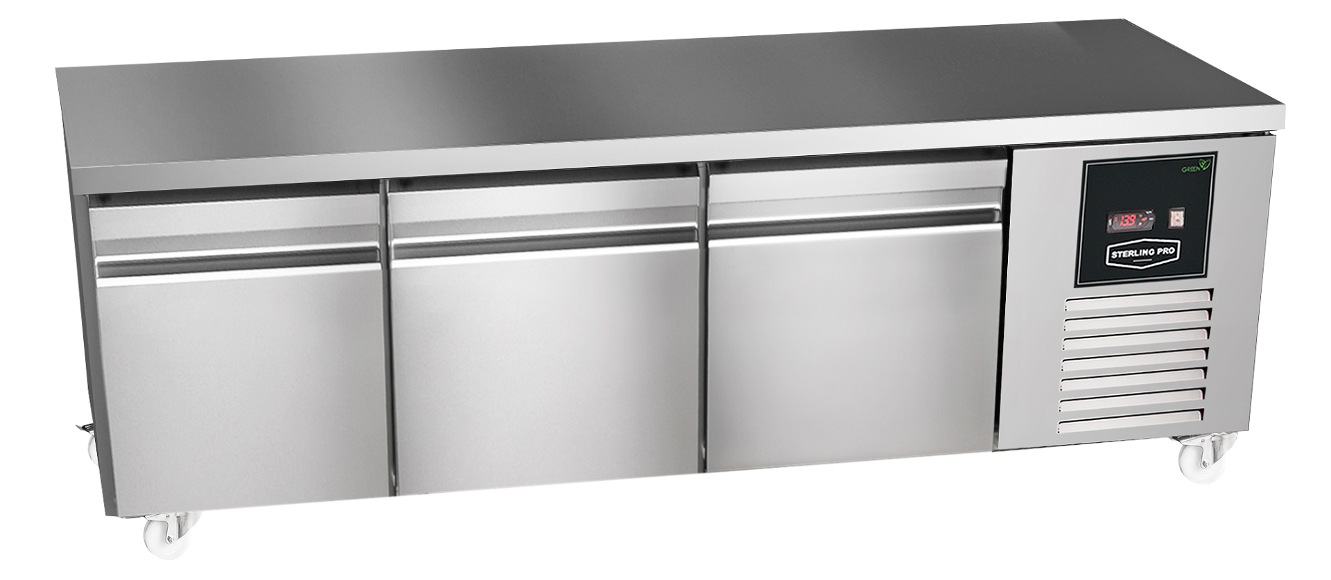 Sterling Pro Green SPI-B-180 Stainless Steel Low-Height Fridge Counter  3 x 2/3 Drawers 2 Years Parts & Labour