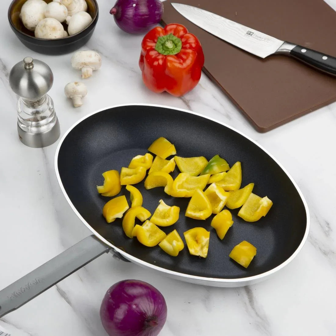 HT988 Vogue Oval Frypan Aluminium Non-stick Teflon Platinum Plus 360mm (14")