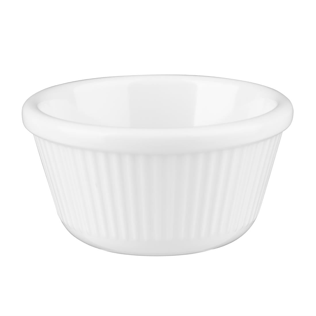 T814 Kristallon Melamine Fluted Ramekins White 76mm (Pack of 12)