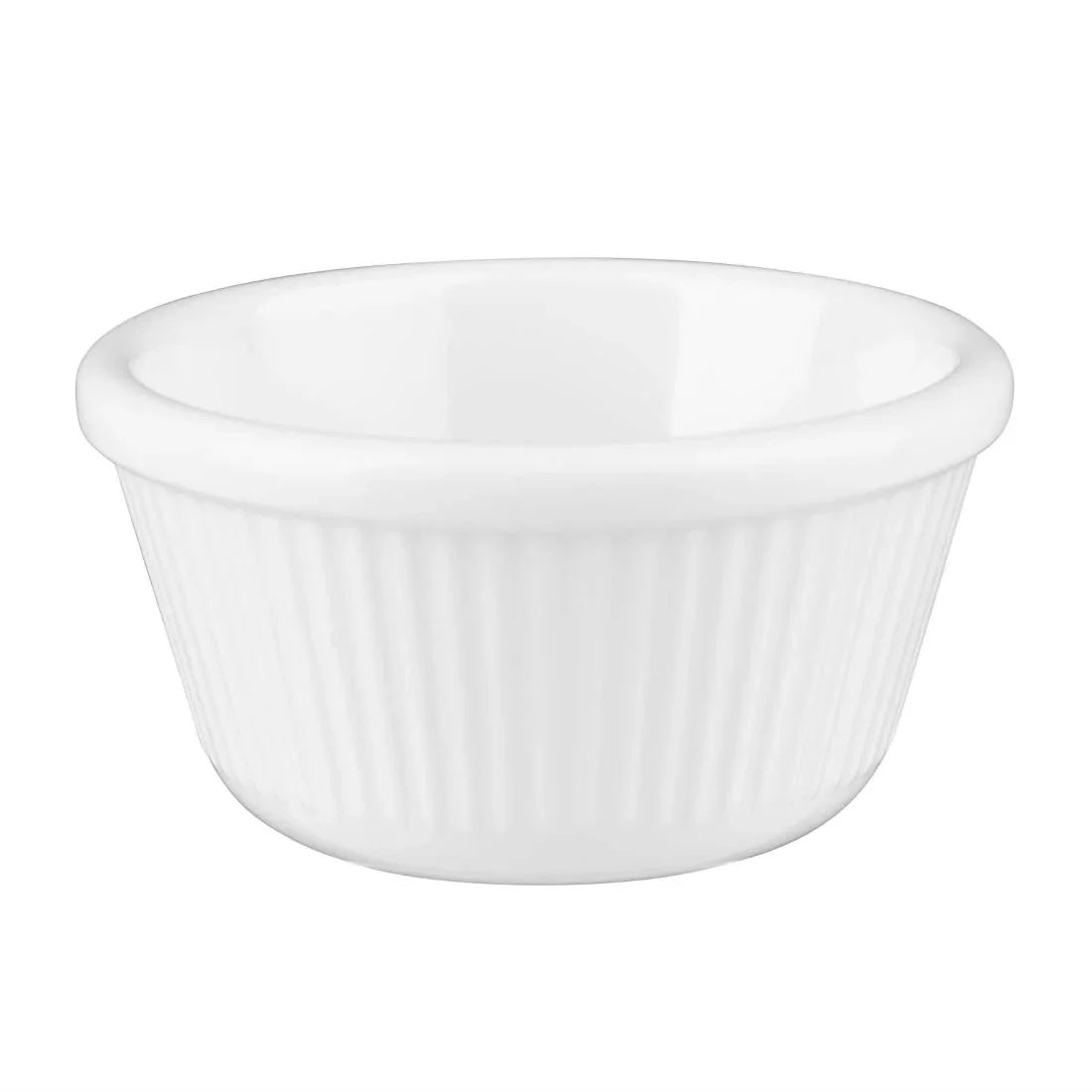 T814 Kristallon Melamine Fluted Ramekins White 76mm (Pack of 12)
