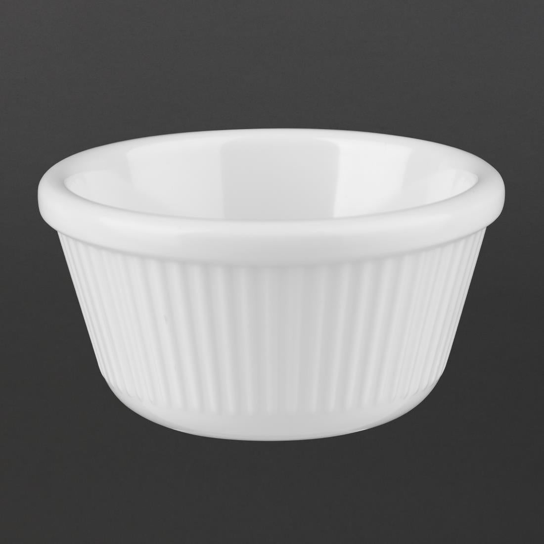 T814 Kristallon Melamine Fluted Ramekins White 76mm (Pack of 12)