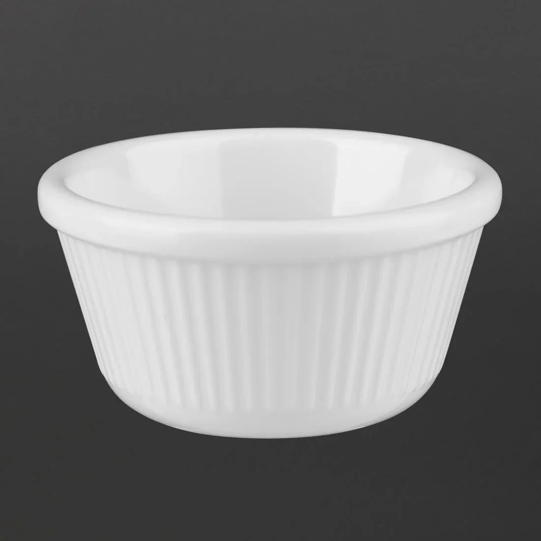T814 Kristallon Melamine Fluted Ramekins White 76mm (Pack of 12)