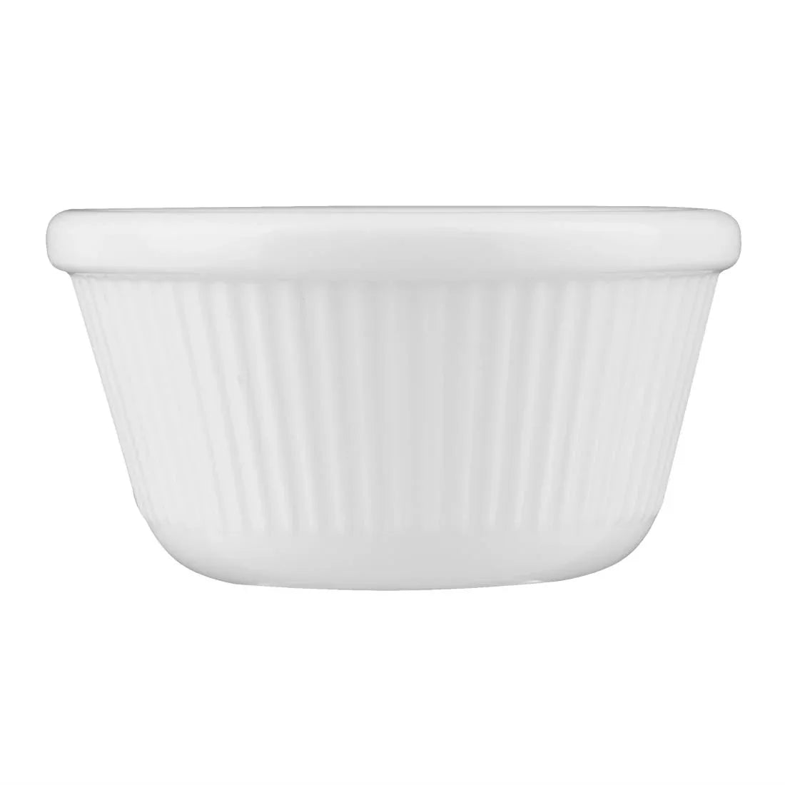 T814 Kristallon Melamine Fluted Ramekins White 76mm (Pack of 12)