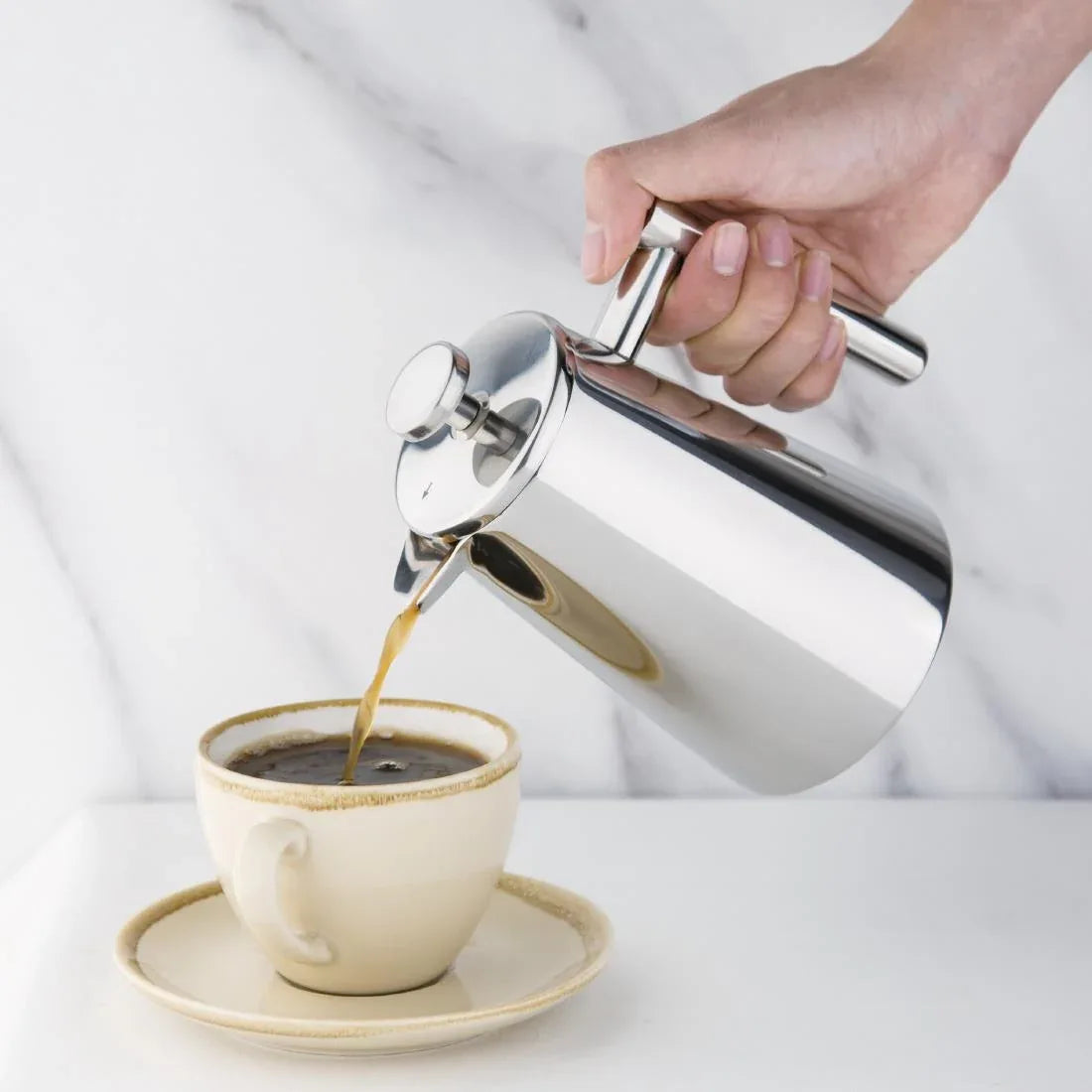 U072 Olympia Insulated Art Deco Stainless Steel Cafetiere 3 Cup - JD Catering Equipment Solutions Ltd