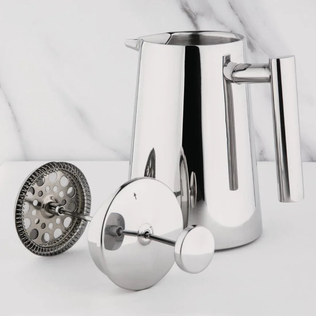 U073 Olympia Insulated Art Deco Stainless Steel Cafetiere 6 Cup - JD Catering Equipment Solutions Ltd