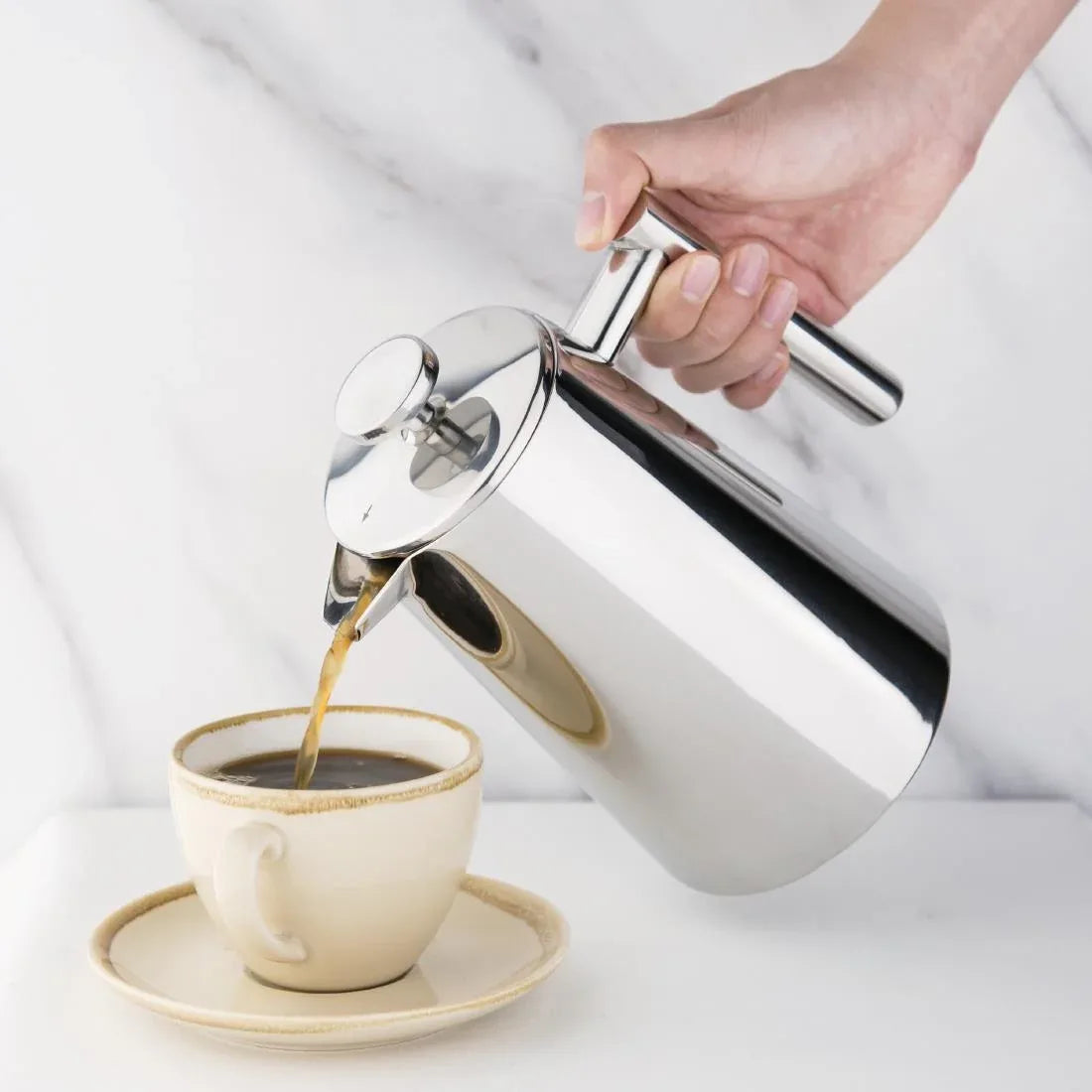 U073 Olympia Insulated Art Deco Stainless Steel Cafetiere 6 Cup - JD Catering Equipment Solutions Ltd