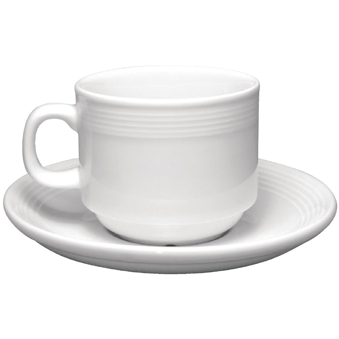 U085 Olympia Linear Stacking Tea Cup Saucers (Pack of 12)