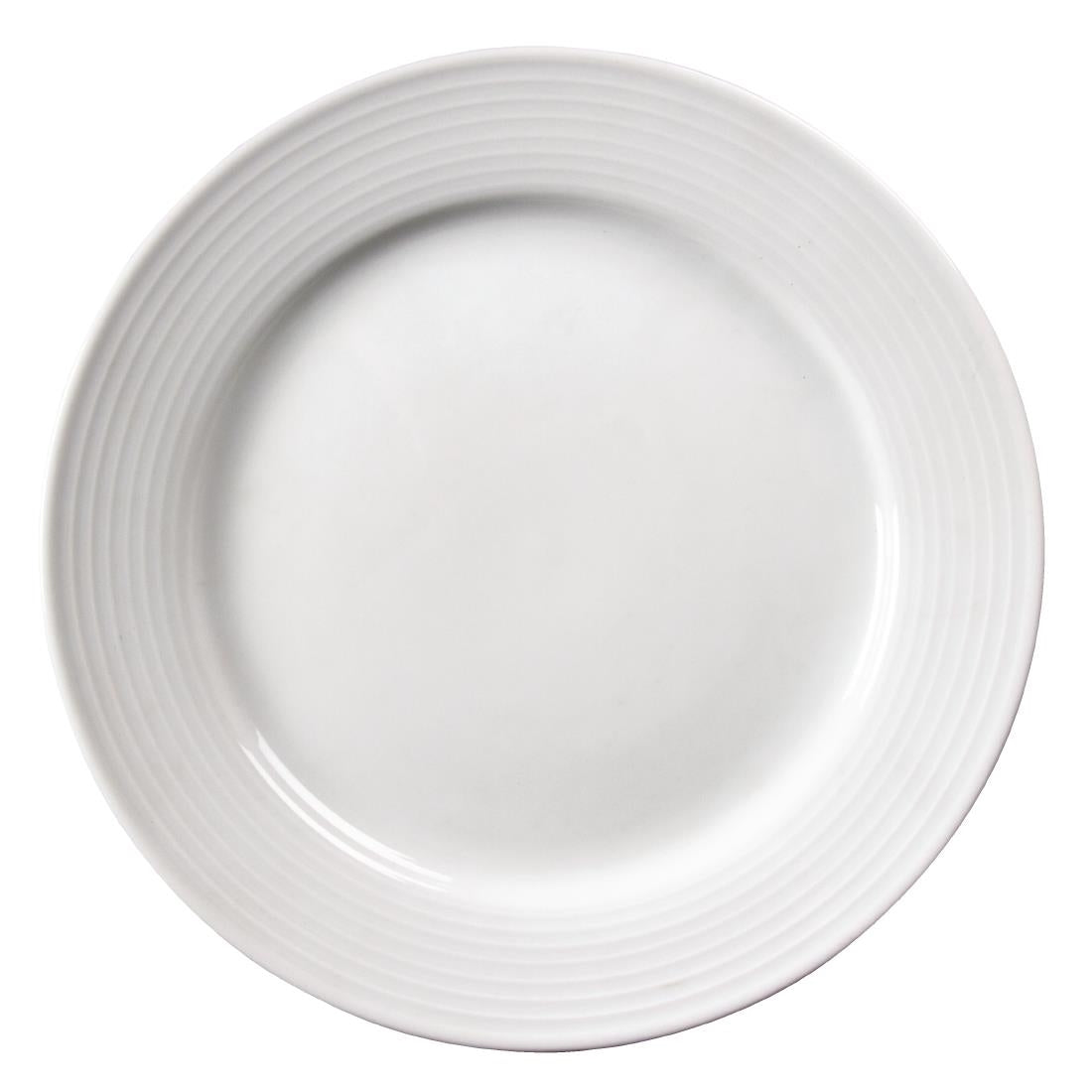 U091 Olympia Linear Wide Rimmed Plates 250mm (Pack of 12)