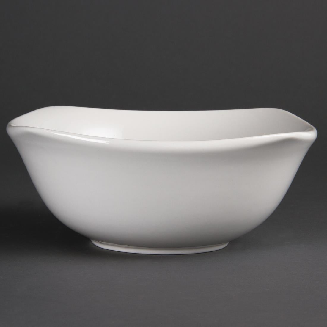 U175 Olympia Whiteware Rounded Square Bowls 220mm (Pack of 12)