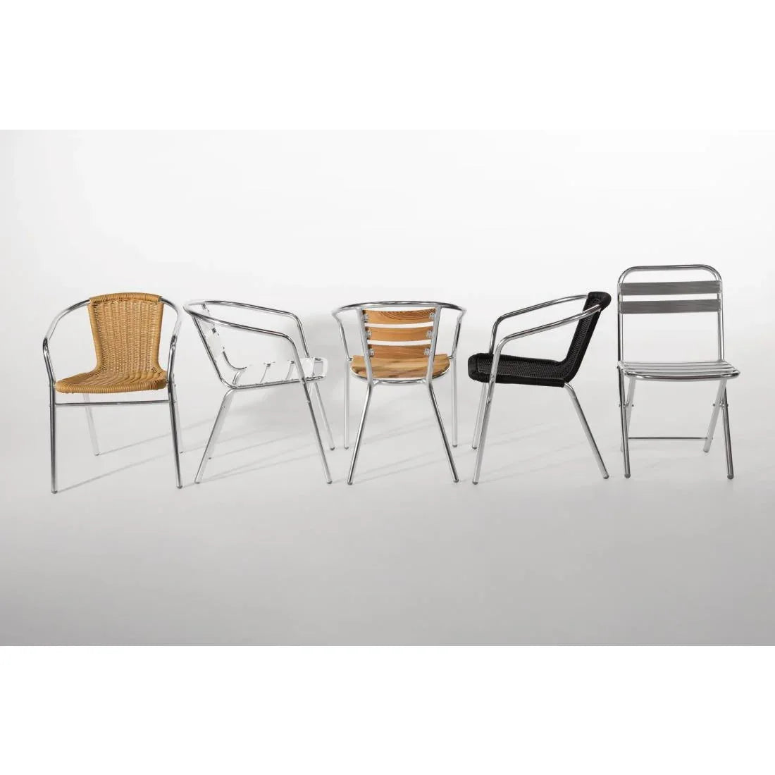U507 - Bolero Wicker Chair with Aluminium Frame - Black Finish (Pack 4 - JD Catering Equipment Solutions Ltd