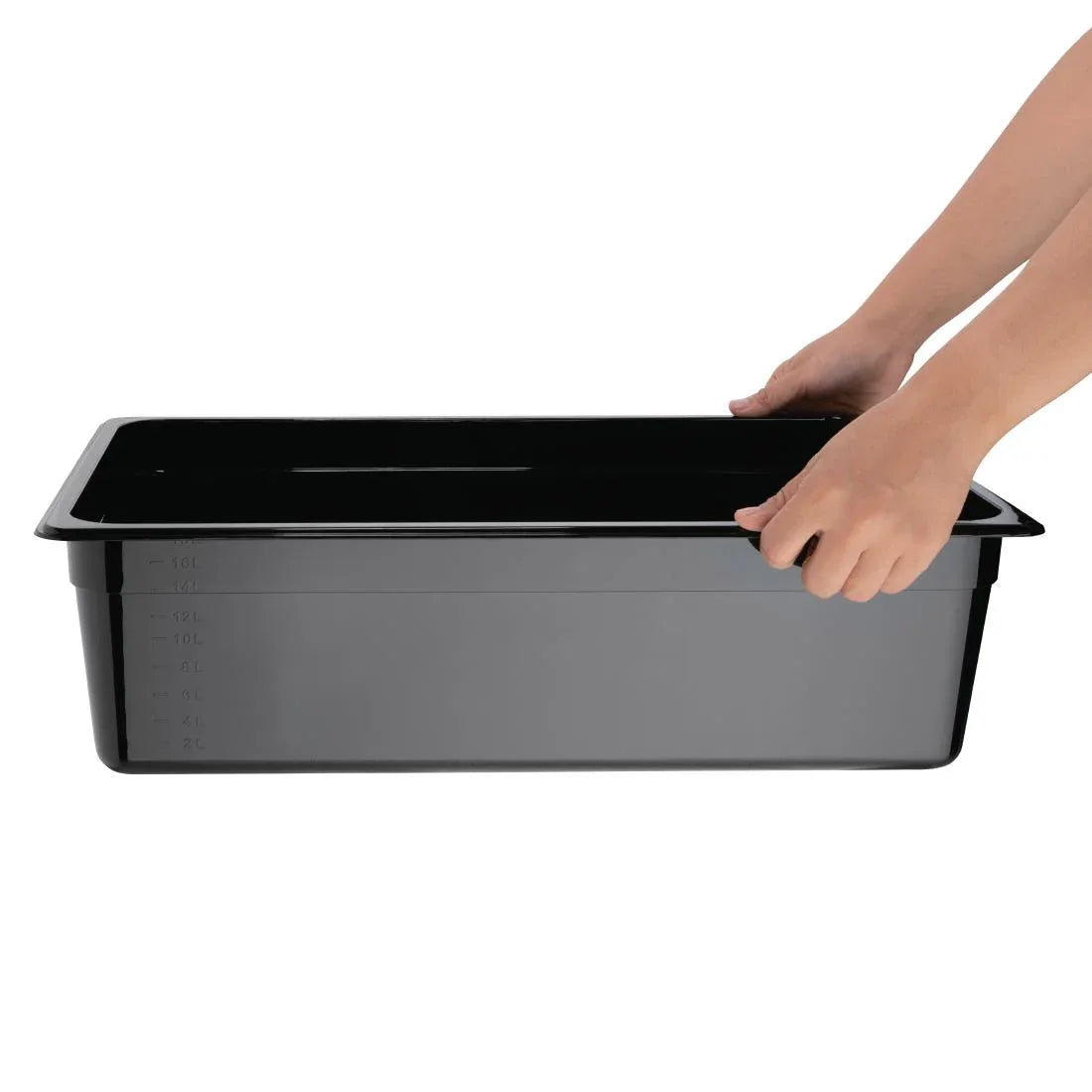 U456 Vogue Polycarbonate 1/1 Gastronorm Container 150mm Black - JD Catering Equipment Solutions Ltd