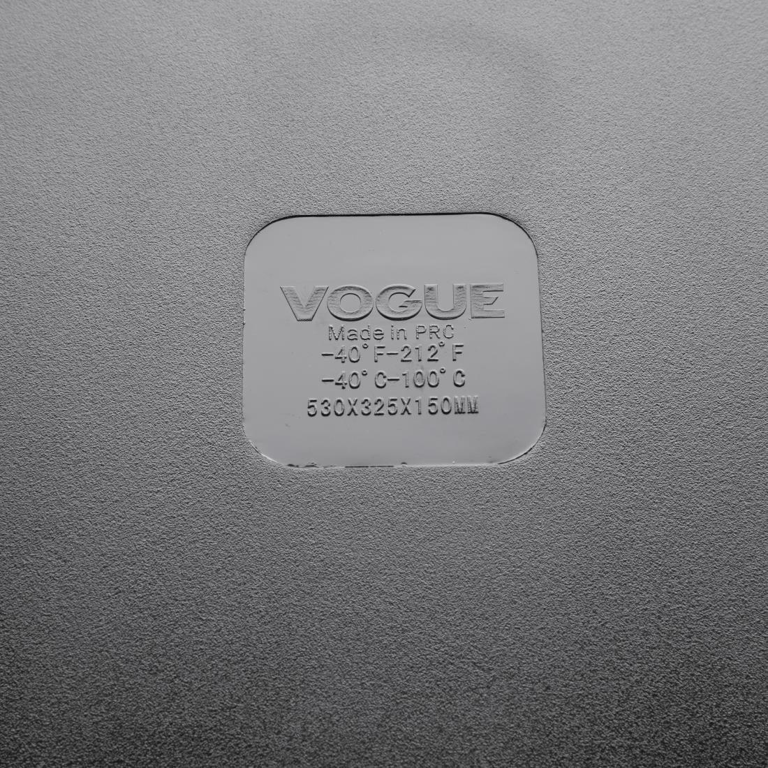 U456 Vogue Polycarbonate 1/1 Gastronorm Container 150mm Black - JD Catering Equipment Solutions Ltd