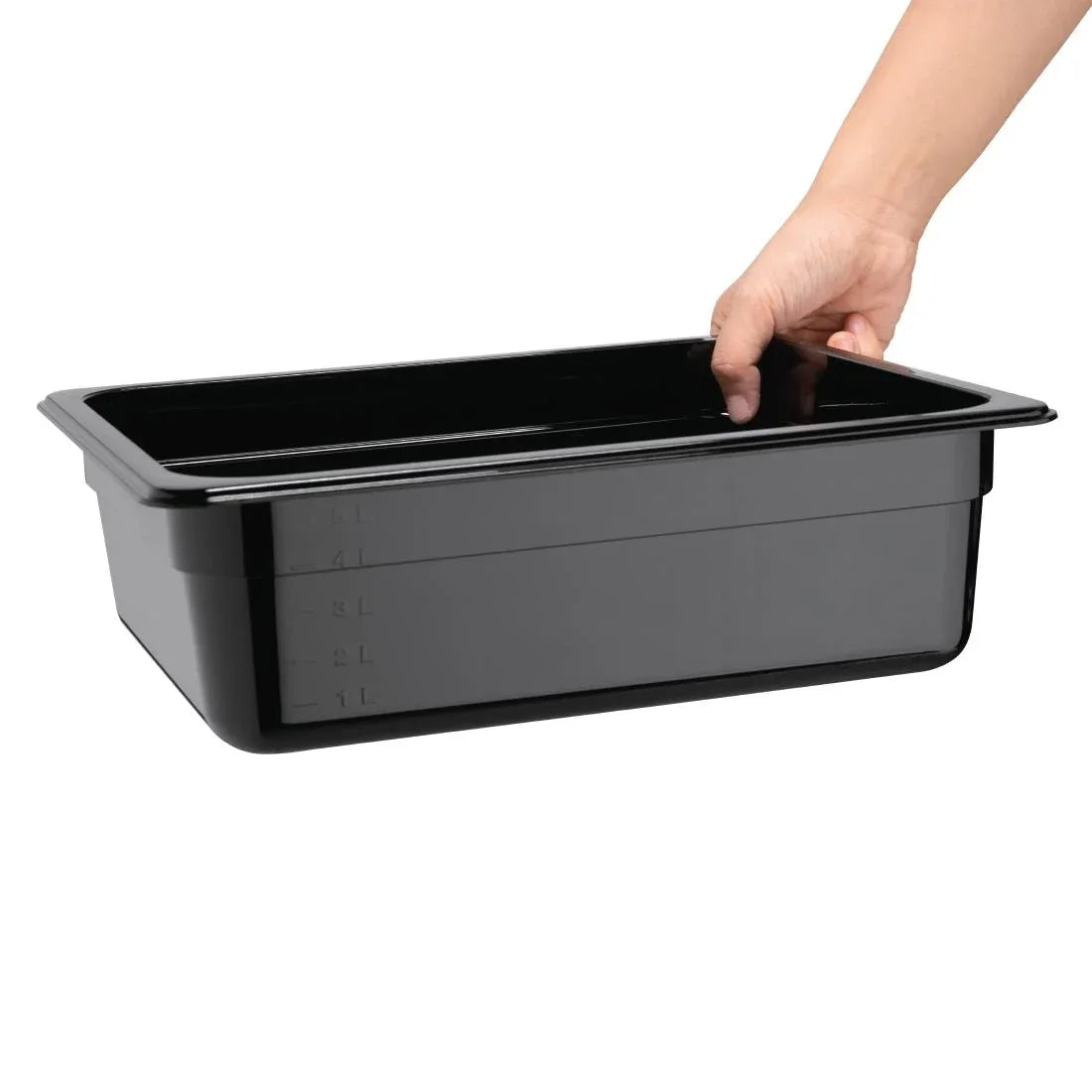 U459 Vogue Polycarbonate 1/2 Gastronorm Container 100mm Black - JD Catering Equipment Solutions Ltd
