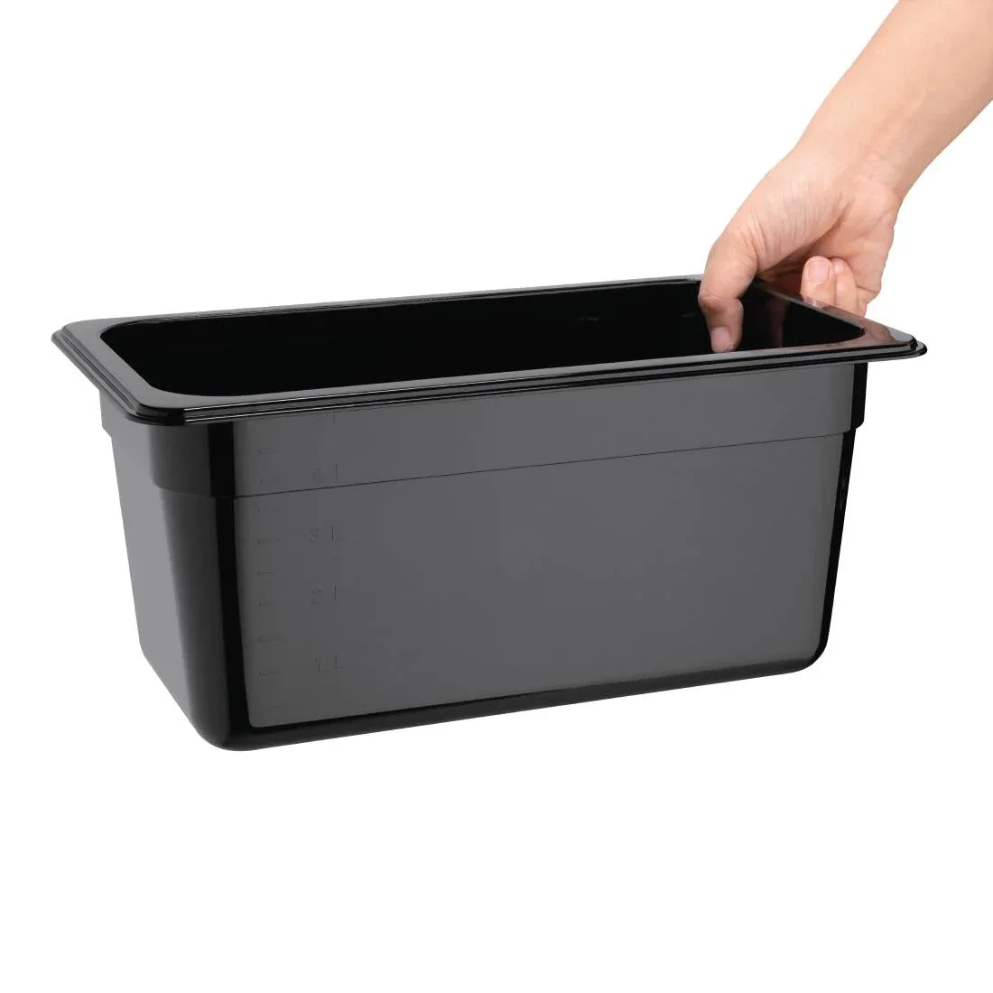 U464 Vogue Polycarbonate 1/3 Gastronorm Container 150mm Black - JD Catering Equipment Solutions Ltd