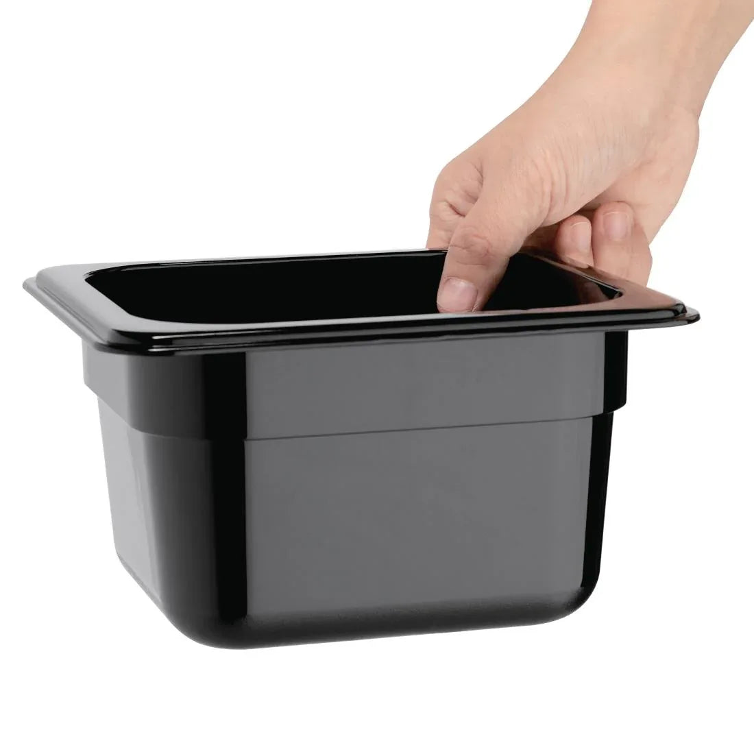 U470 Vogue Polycarbonate 1/6 Gastronorm Container 100mm Black - JD Catering Equipment Solutions Ltd