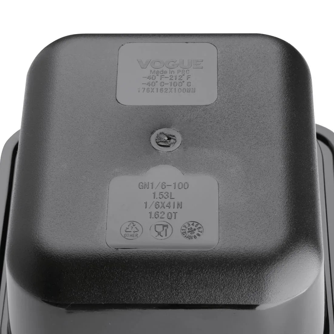 U470 Vogue Polycarbonate 1/6 Gastronorm Container 100mm Black - JD Catering Equipment Solutions Ltd