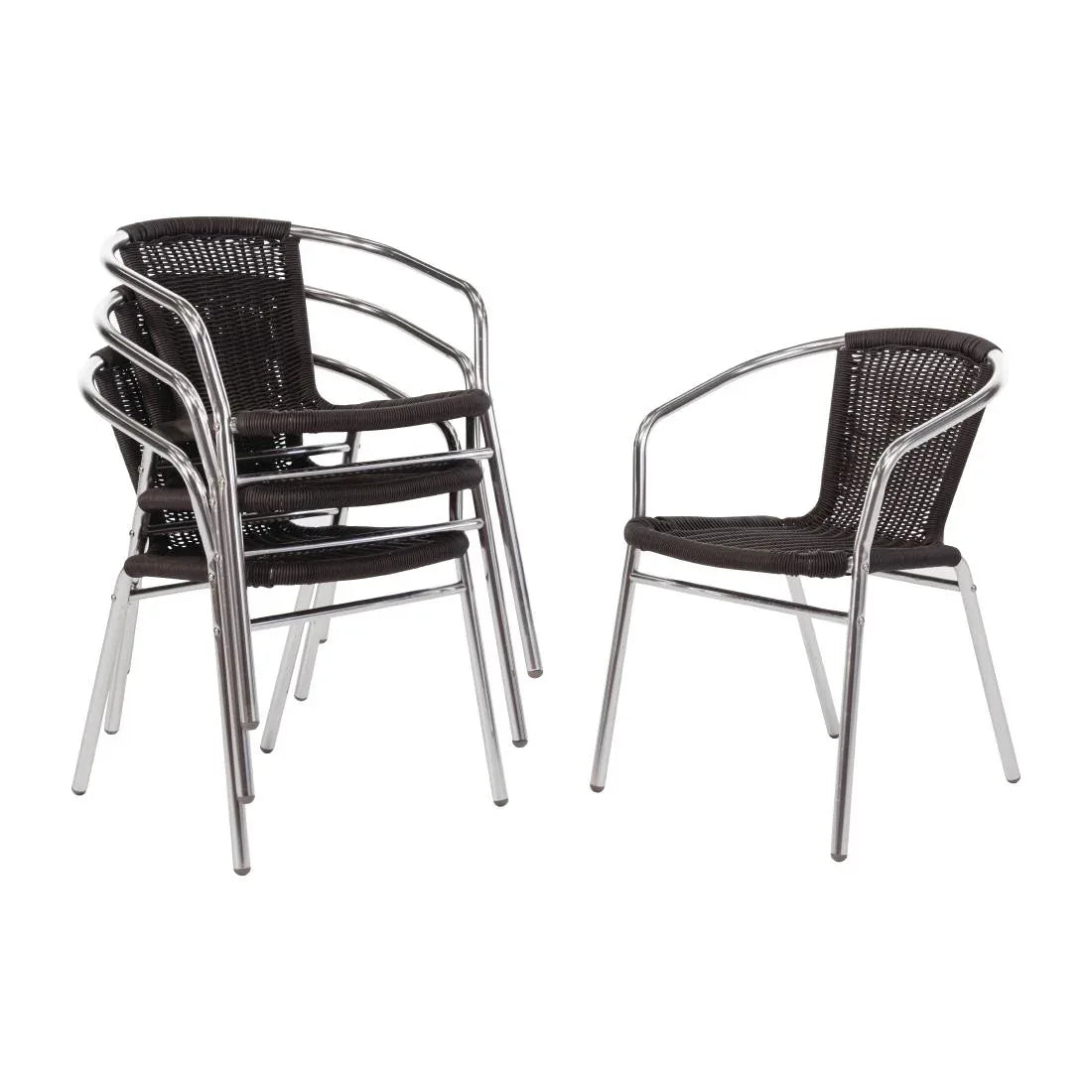 U507 - Bolero Wicker Chair with Aluminium Frame - Black Finish (Pack 4 - JD Catering Equipment Solutions Ltd