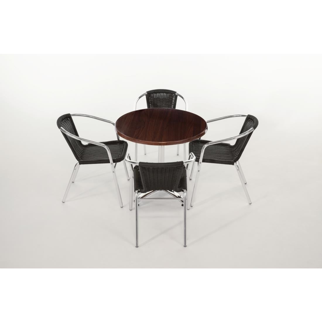 U507 - Bolero Wicker Chair with Aluminium Frame - Black Finish (Pack 4