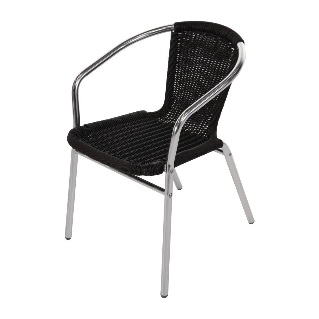 U507 - Bolero Wicker Chair with Aluminium Frame - Black Finish (Pack 4