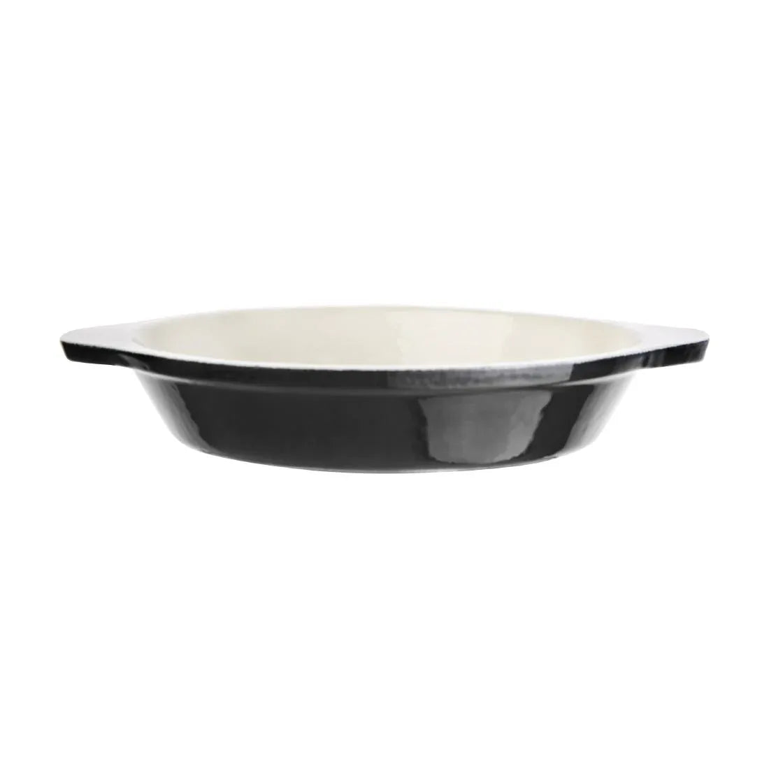 U561 Vogue Black Cast Iron Round Gratin Dish 400ml - JD Catering Equipment Solutions Ltd