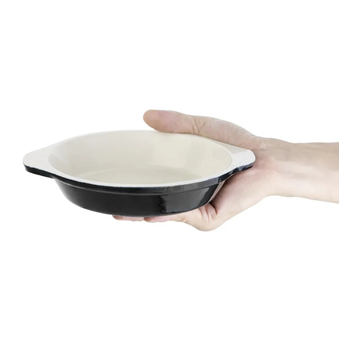 U561 Vogue Black Cast Iron Round Gratin Dish 400ml - JD Catering Equipment Solutions Ltd