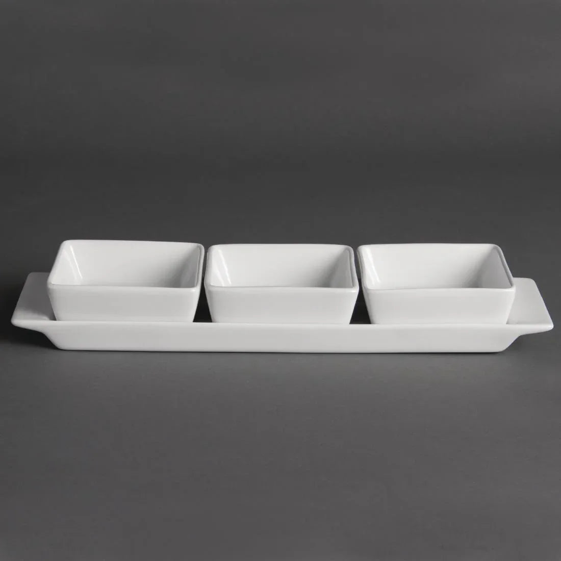 U816 Olympia Whiteware Snack Dishes with Plates 3 Section (Pack of 2) - JD Catering Equipment Solutions Ltd