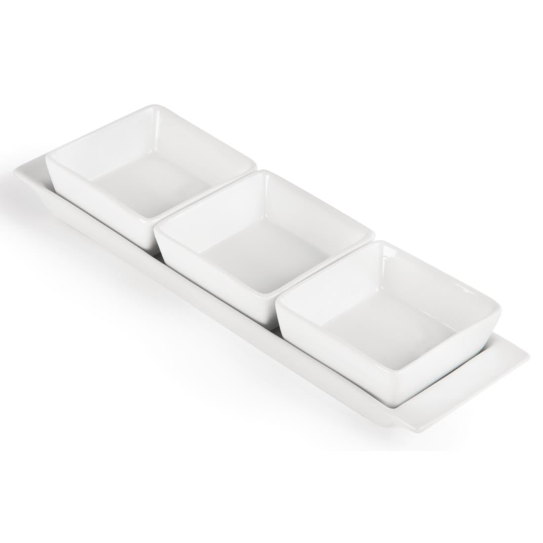 U816 Olympia Whiteware Snack Dishes with Plates 3 Section (Pack of 2)