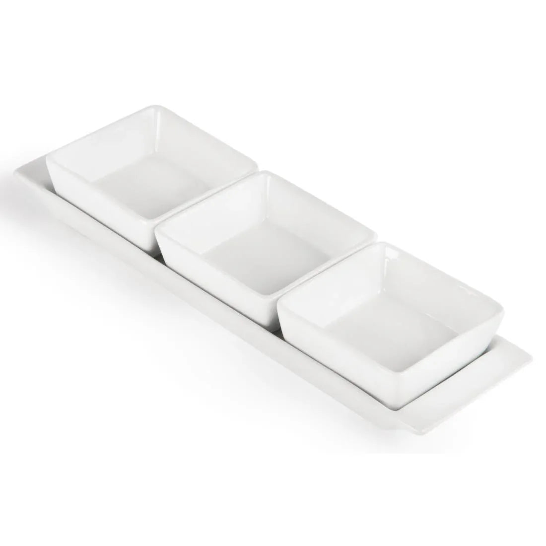 U816 Olympia Whiteware Snack Dishes with Plates 3 Section (Pack of 2) - JD Catering Equipment Solutions Ltd