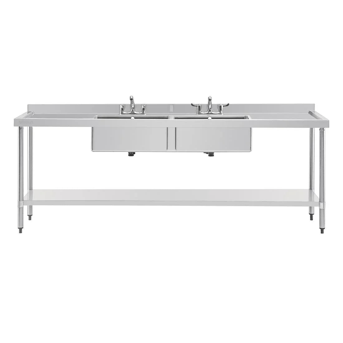 U910 Vogue Stainless Steel Double Sink with Double Drainer 2400mm - JD Catering Equipment Solutions Ltd