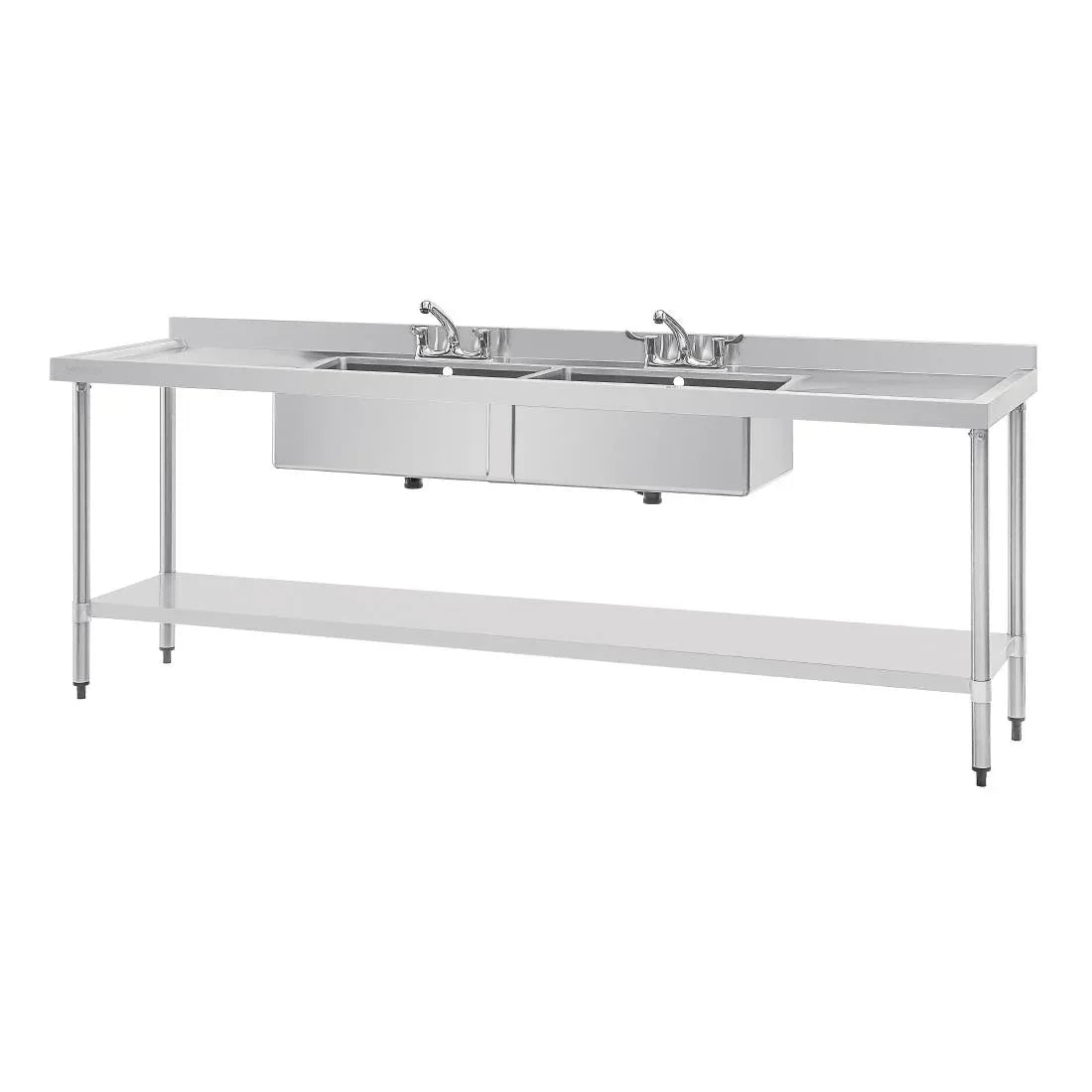 U910 Vogue Stainless Steel Double Sink with Double Drainer 2400mm - JD Catering Equipment Solutions Ltd