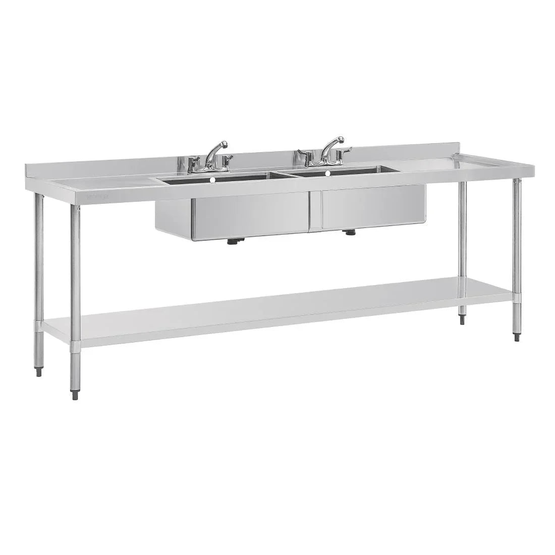 U910 Vogue Stainless Steel Double Sink with Double Drainer 2400mm - JD Catering Equipment Solutions Ltd