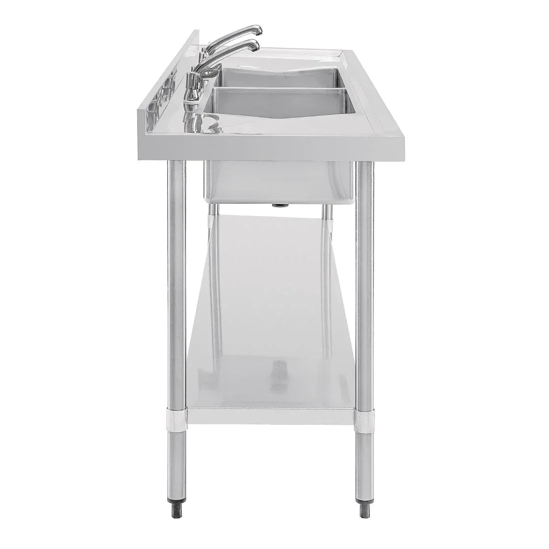 U910 Vogue Stainless Steel Double Sink with Double Drainer 2400mm - JD Catering Equipment Solutions Ltd