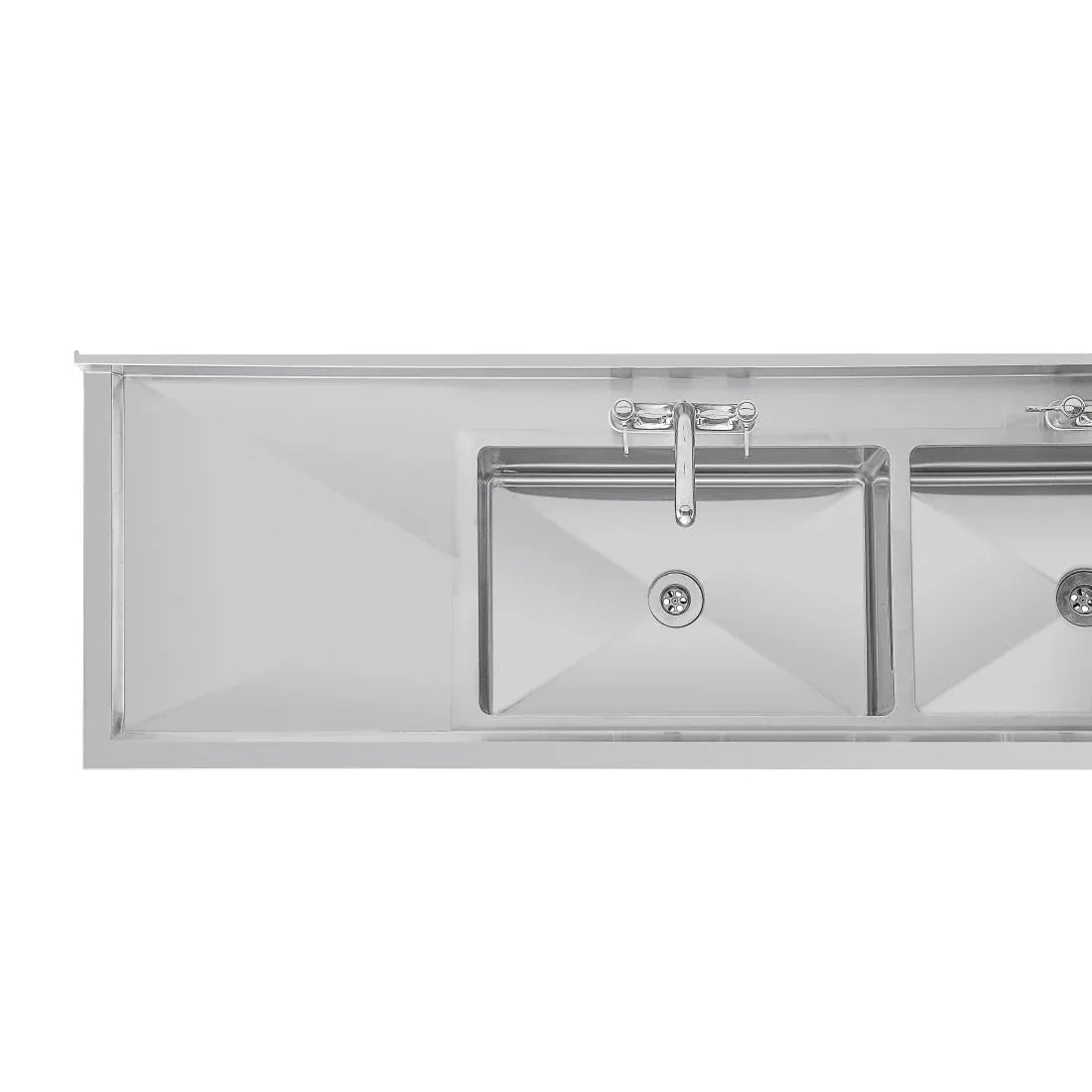U910 Vogue Stainless Steel Double Sink with Double Drainer 2400mm - JD Catering Equipment Solutions Ltd