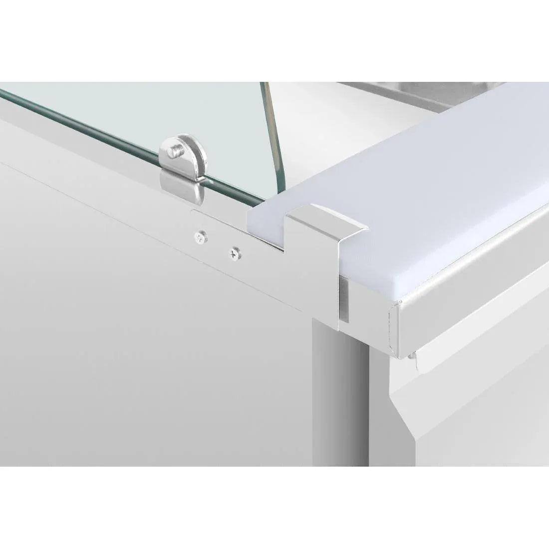 UA019 Polar U-Series GN Saladette Counter with Square Sneeze Guard 4 Door - JD Catering Equipment Solutions Ltd