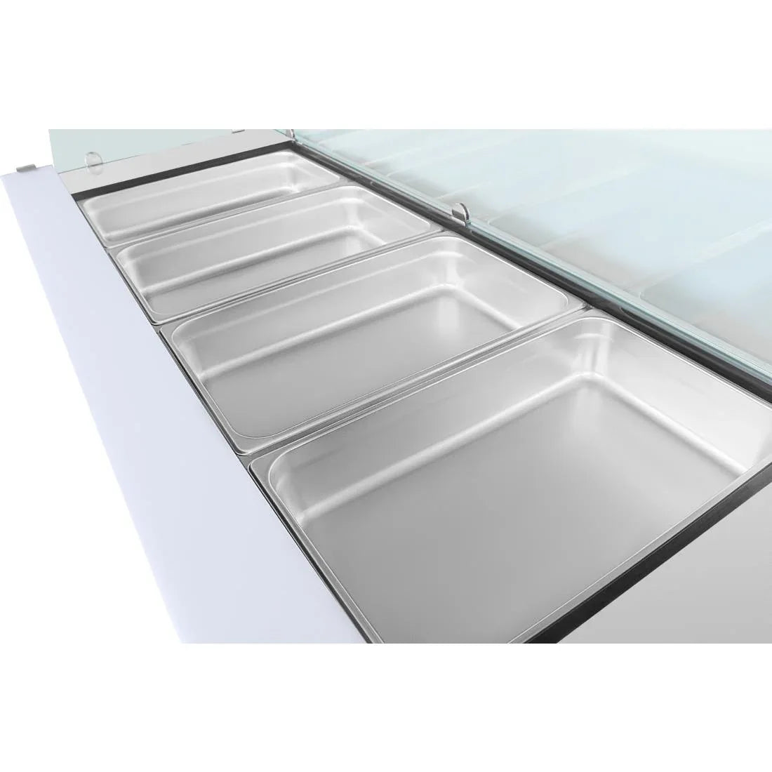 UA019 Polar U-Series GN Saladette Counter with Square Sneeze Guard 4 Door - JD Catering Equipment Solutions Ltd