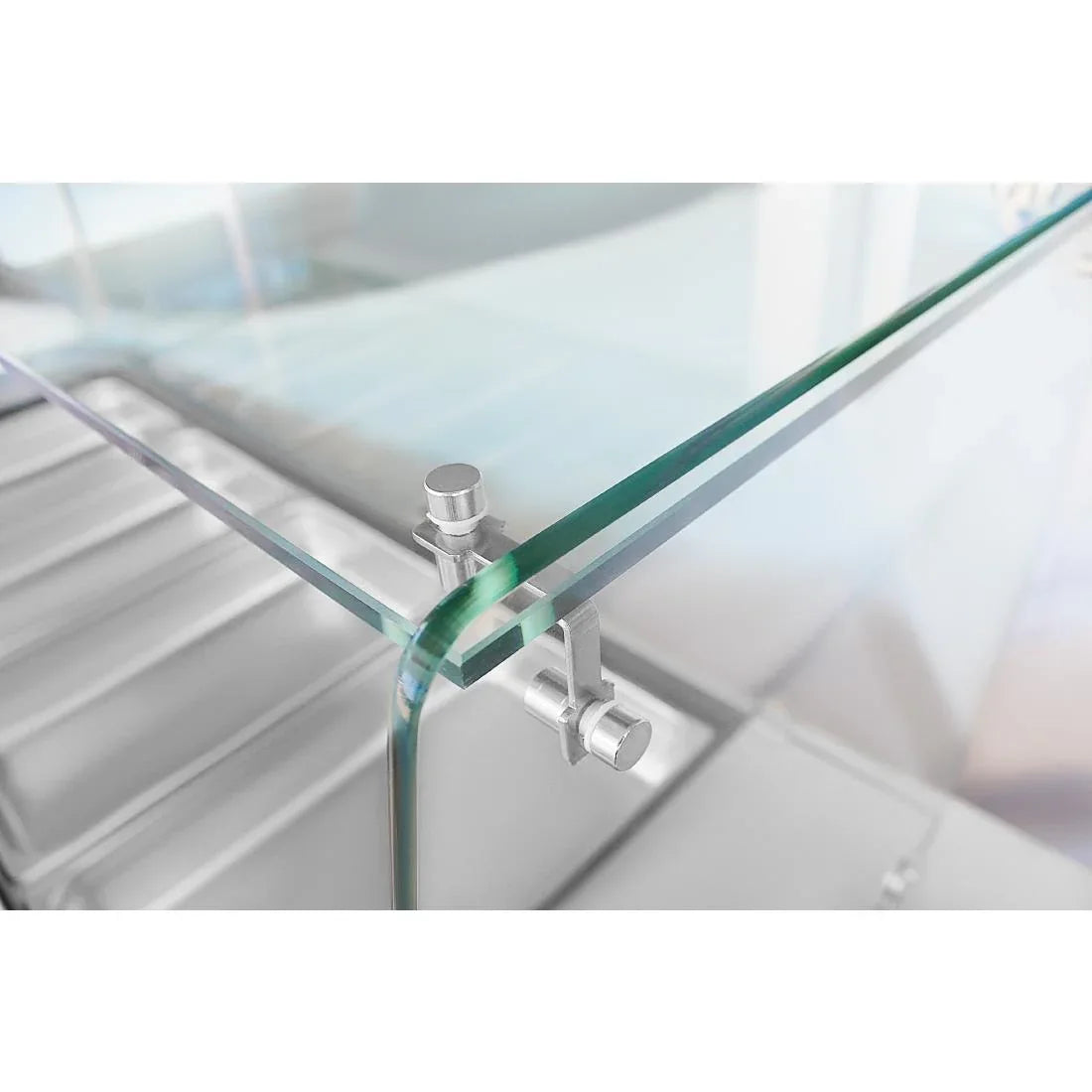UA019 Polar U-Series GN Saladette Counter with Square Sneeze Guard 4 Door - JD Catering Equipment Solutions Ltd
