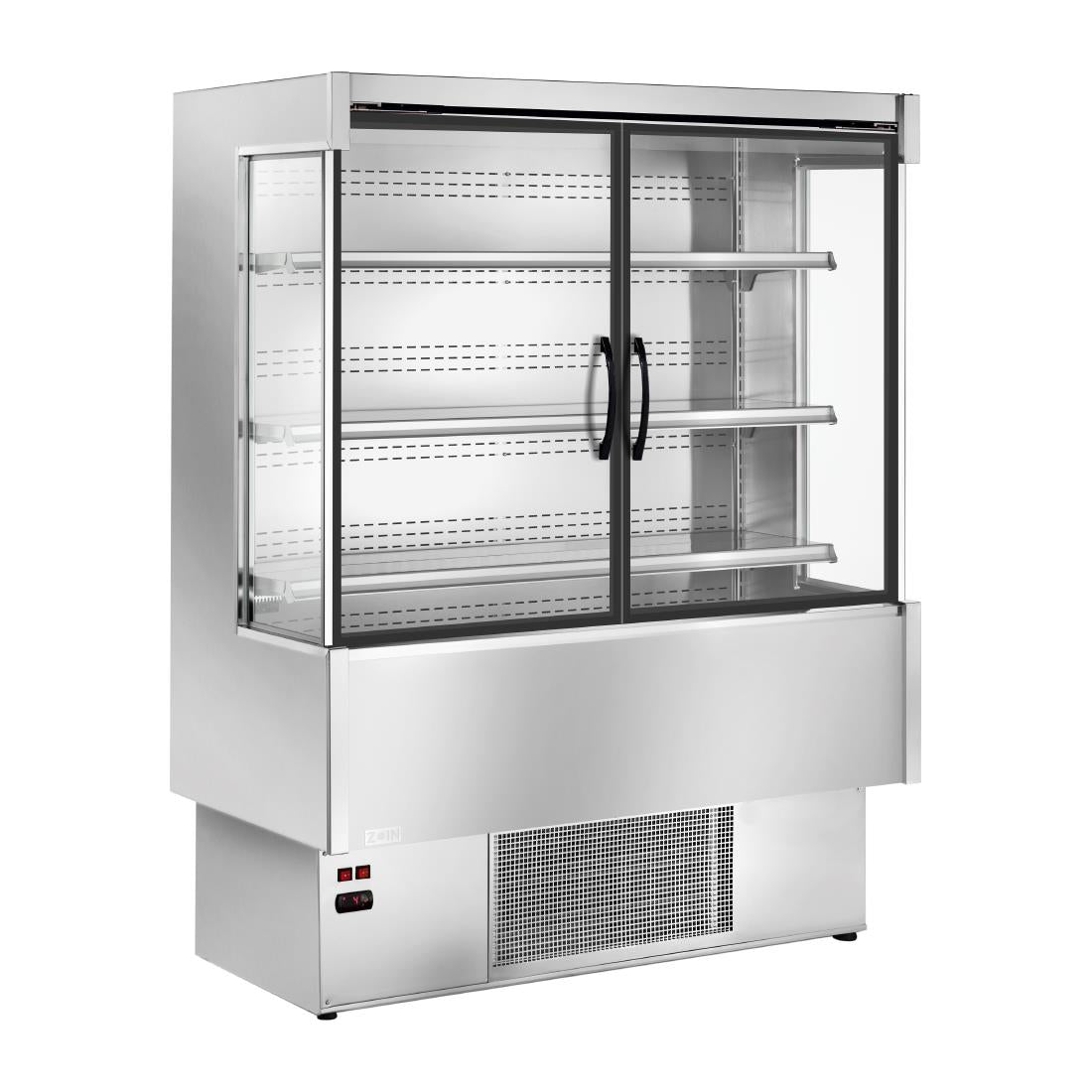 UA057-100 Zoin Silver Multideck Display Stainless Steel Finish with Hinged Doors 1000mm