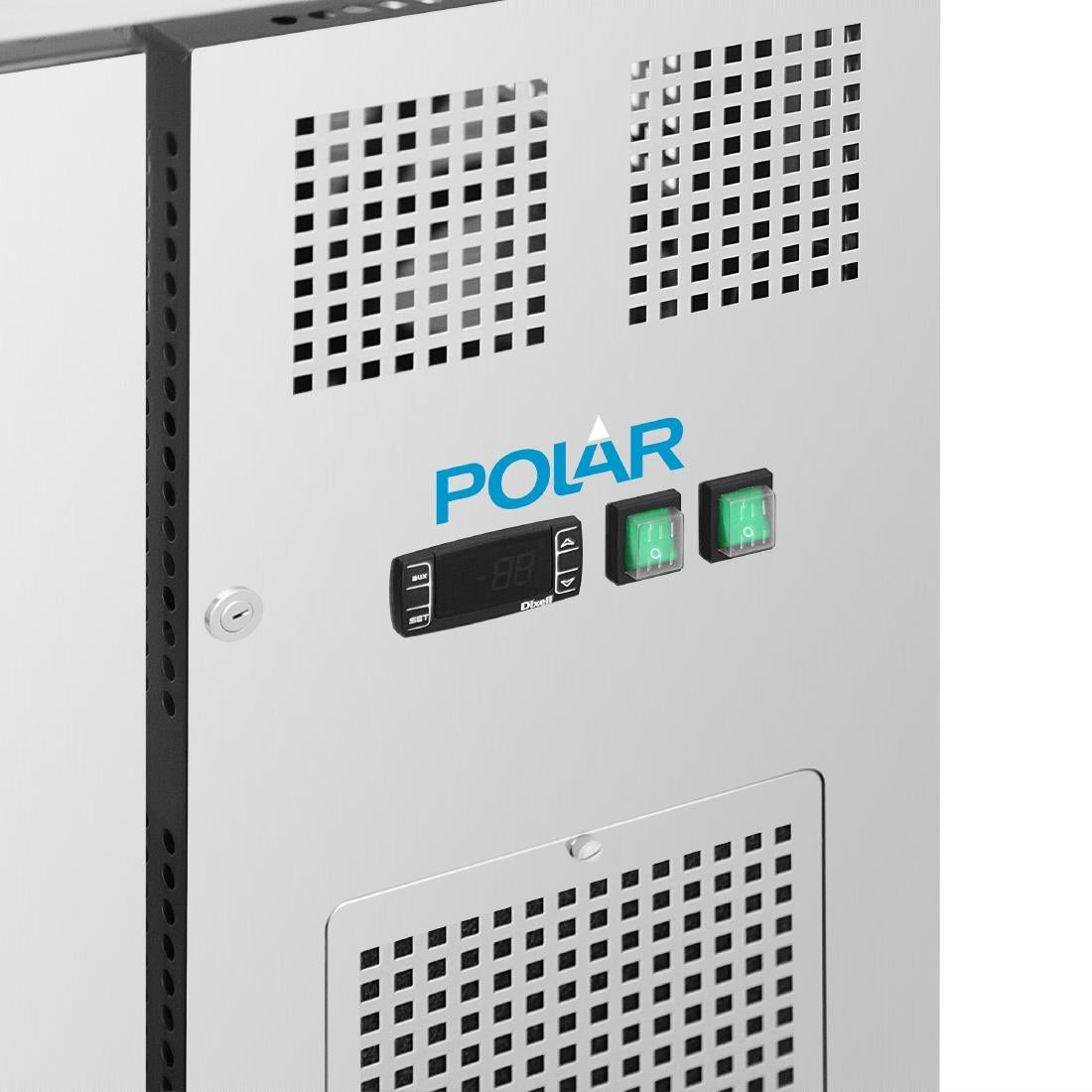 Polar U-Series 3 Door Counter with Glass Doors 465Ltr